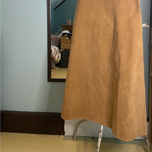 Full Length Faux Suede Tan Dress - Picture 2 of 9